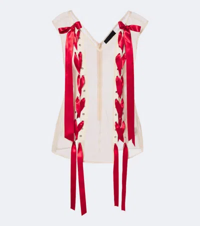 Simone Rocha Unraveling Bow-detail Sheer Top In Multi
