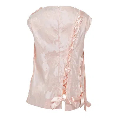 Simone Rocha Unraveling Ribbon Brocade Top In Pink