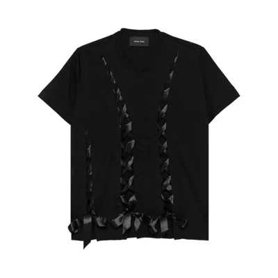 Pre-owned Simone Rocha Unraveling Ribbon T- Shirt 'black' | Women's Size M