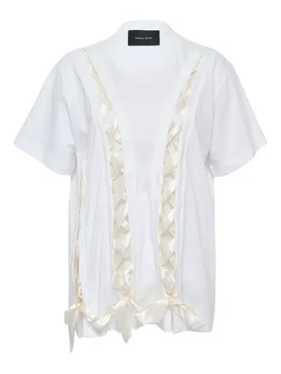 Simone Rocha Unraveling Ribbon T-shirt In White
