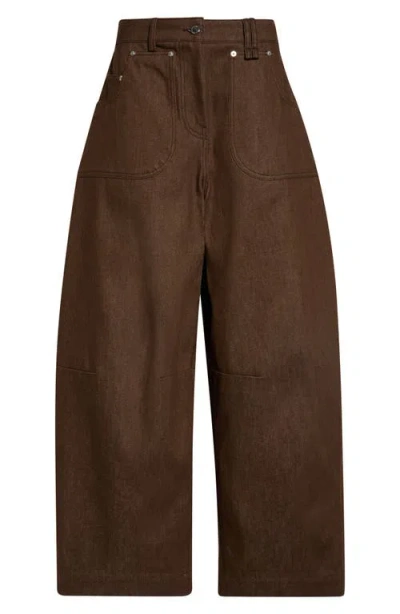 Simone Rocha Utility Curve Wide Leg Jeans In Brown