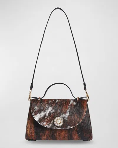 Simone Rocha Valentine Calf Hair Pochette Crossbody Bag In Natural