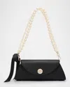 Simone Rocha Valentine Pearly Bow Leather Shoulder Bag In Black Pearl
