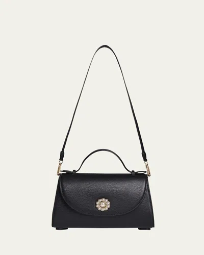 Simone Rocha Valentine Pearly Pochette Leather Crossbody Bag In Black Pearl