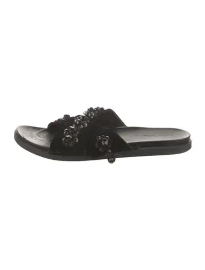 Pre-owned Simone Rocha Velvet Slides In Black