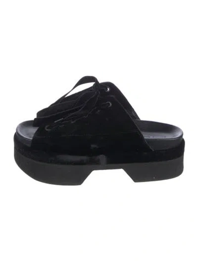 Pre-owned Simone Rocha Velvet Slides In Black