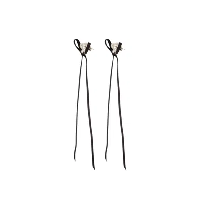 SIMONE ROCHA SIMONE ROCHA VICTORIAN BOW EARRINGS - CRYSTAL - BLACK