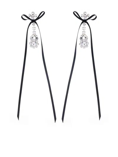 Simone Rocha Victorian Bow Ribbon Drip Earrings Accessories In Black