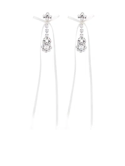 Simone Rocha Victorian Bow Ribbon Drip Earrings In Beige