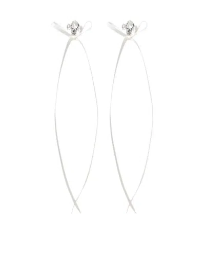 Simone Rocha Victorian Bow Ribbon Stud Earrings Accessories In Metallic