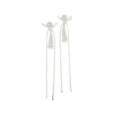 Simone Rocha Victorian Bow-detail Faux-pearl Earrings In White