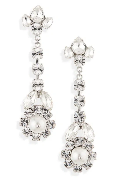 Simone Rocha Silver Victorian Pearl & Crystal Drip Earrings In Pearl/crystal