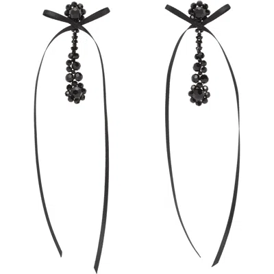 Simone Rocha Victorian Drip Bow Earrings In Jet/black