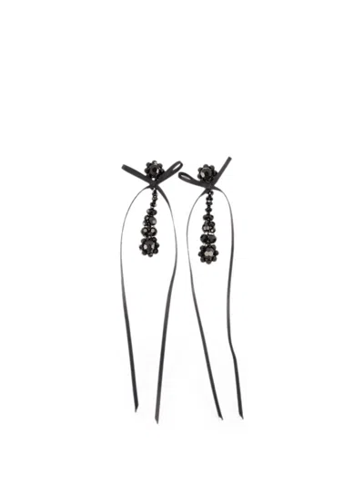 Simone Rocha Victorian Drip Bow-detail Earrings In Black