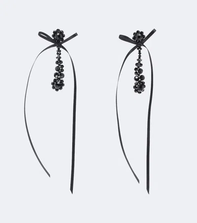 Simone Rocha Victorian Drip Embellished Drop Earrings In Black