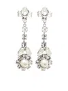 Simone Rocha Silver Victorian Pearl & Crystal Drip Earrings In Silver