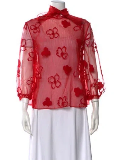 Pre-owned Simone Rocha Vintage Floral Print Blouse In Red