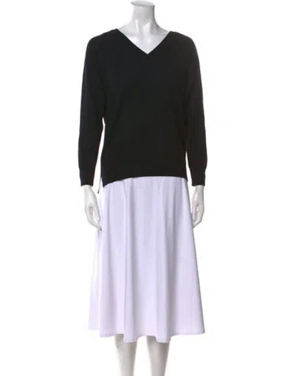 Pre-owned Simone Rocha Virgin Wool V-neck Sweater In Black