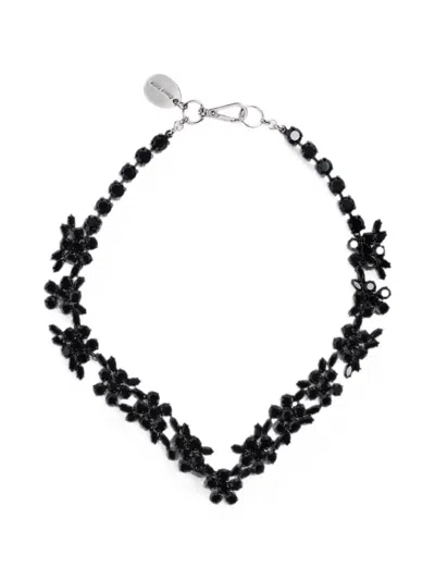 Simone Rocha V-line Floral Necklace In Black