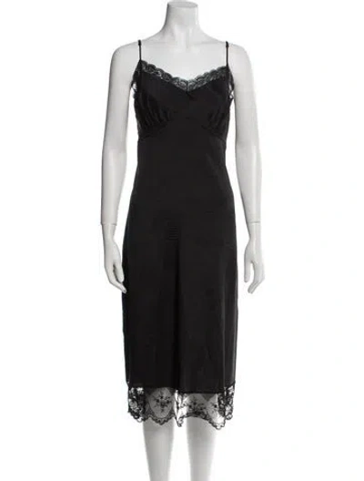 Pre-owned Simone Rocha V-neck Midi Length Dress In Black