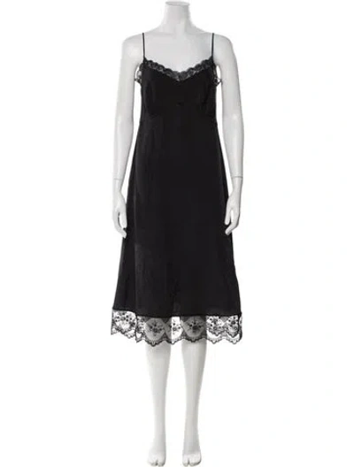 Pre-owned Simone Rocha V-neck Midi Length Dress In Black