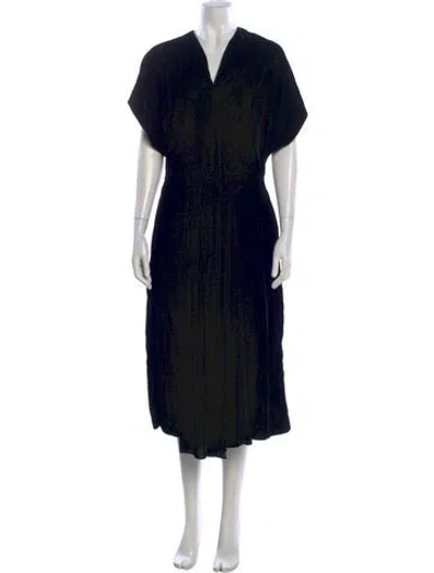 Pre-owned Simone Rocha V-neck Midi Length Dress In Black