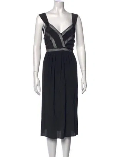 Pre-owned Simone Rocha V-neck Midi Length Dress In Black