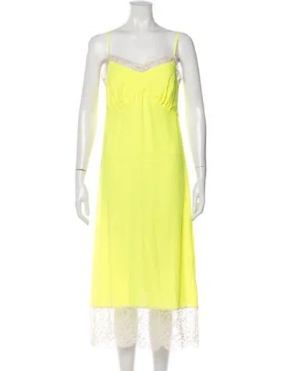 Pre-owned Simone Rocha V-neck Midi Length Dress In Green