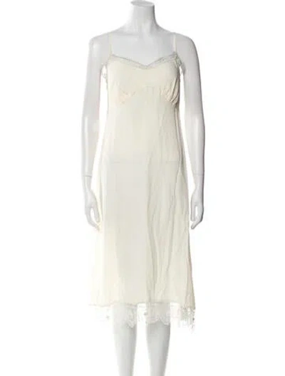 Pre-owned Simone Rocha V-neck Midi Length Dress In Neutral