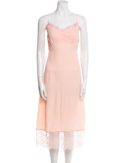 Pre-owned Simone Rocha V-neck Midi Length Dress In Pink
