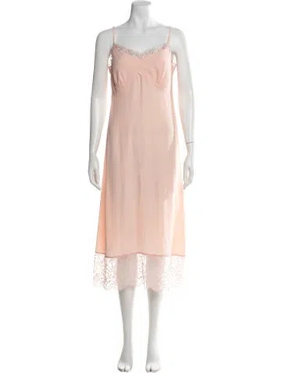 Pre-owned Simone Rocha V-neck Midi Length Dress In Pink