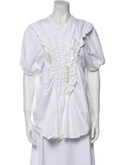 Pre-owned Simone Rocha V-neck Short Sleeve Button-up Top In White