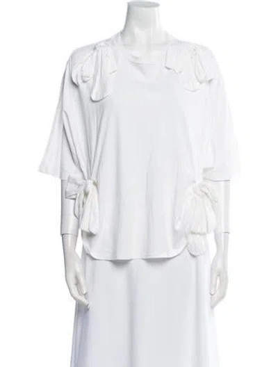 Pre-owned Simone Rocha V-neck Three-quarter Sleeve Button-up Top In White