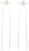 Simone Rocha White Bow Ribbon Stud Earrings In Pearl