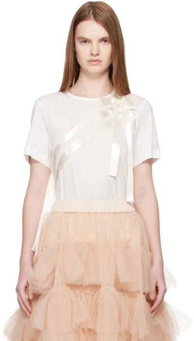 Simone Rocha White Bow Sash Easy T-shirt In Neutral
