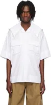 Simone Rocha Cargo Flap Pocket Sailor Collar Shirt In White/pearl