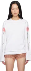 Simone Rocha White Carnation Print Long Sleeve T-shirt In White