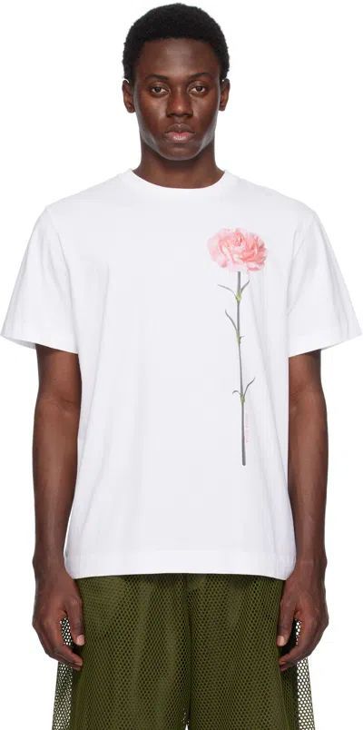 SIMONE ROCHA WHITE CARNATION PRINT T-SHIRT