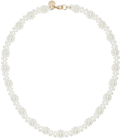 Simone Rocha White Classic Daisy Chain Necklace In Pearl