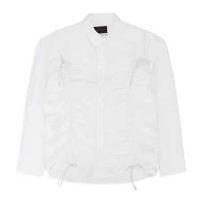 Simone Rocha White Classic Fit With Ruching Button-down Shirt