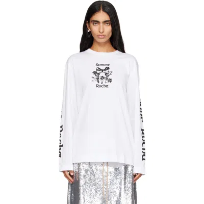Simone Rocha White 'coming Up Roses' Print Long Sleeve T-shirt