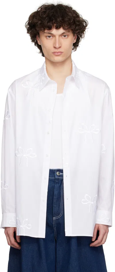 Simone Rocha White Cotton Bow Easy Shirt