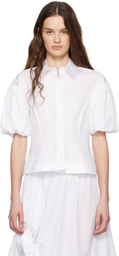 Simone Rocha Puff Sleeves White Shirt With Pearl-embellished Collar