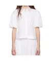 Simone Rocha White Cropped Puff Sleeve Shirt In White