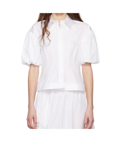 Simone Rocha White Cropped Puff Sleeve Shirt