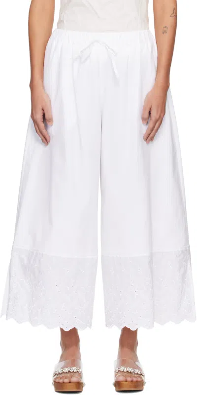 Simone Rocha White Cropped Trim Easy Trousers