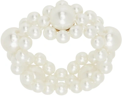 Simone Rocha White Daisy Chain Ring In Pearl