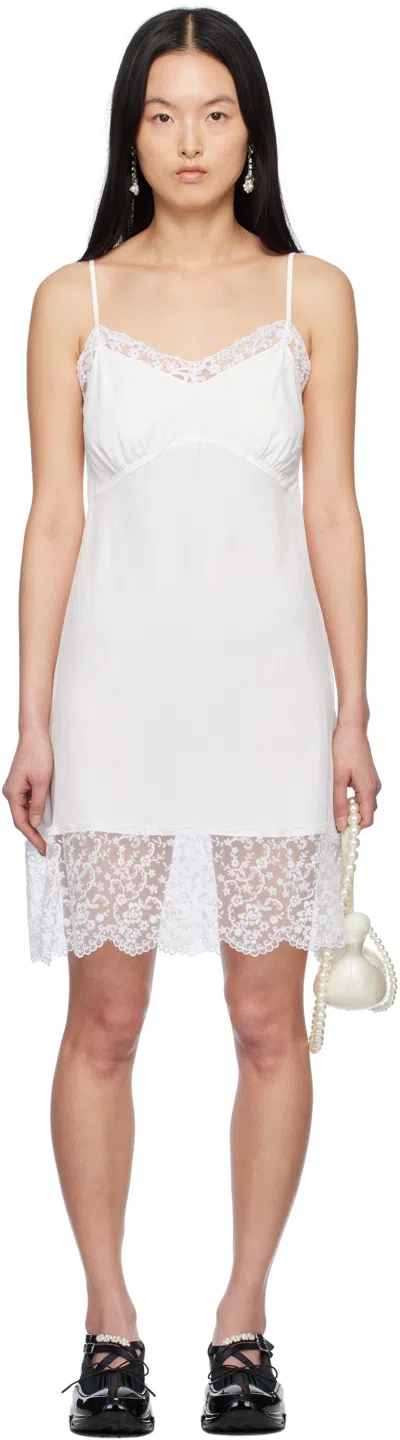 Simone Rocha White Deep Lace Trim Slip Minidress In Ivory