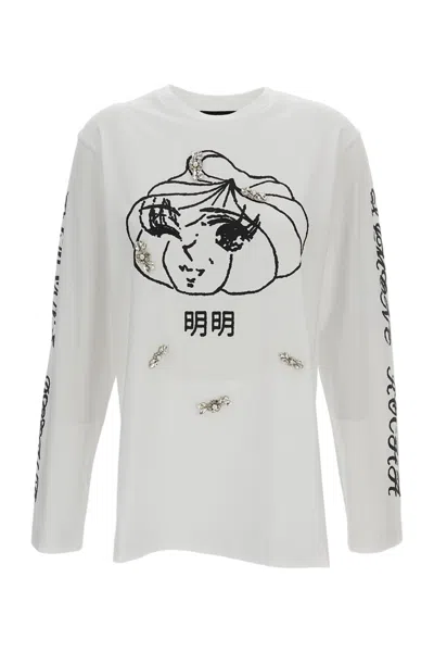 Simone Rocha Crew Neck Long-sleeved T-shirt In White