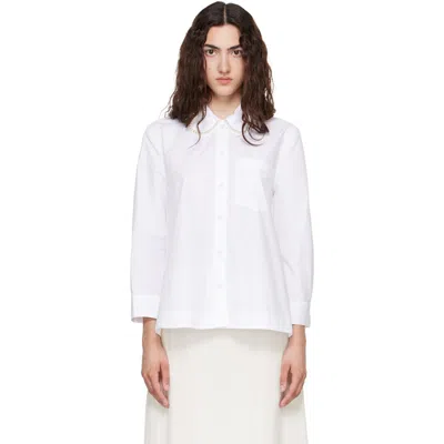 Simone Rocha White Embellished Cropped Petal Collar Shirt In White/pearl